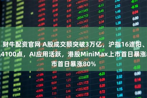 财牛配资官网 A股成交额突破3万亿，沪指16连阳、站稳4100点，AI应用活跃，港股MiniMax上市首日暴涨80%