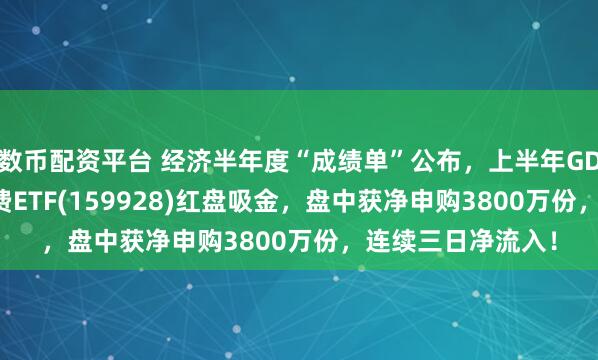 数币配资平台 经济半年度“成绩单”公布，上半年GDP同增5.3%！消费ETF(159928)红盘吸金，盘中获净申购3800万份，连续三日净流入！